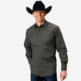 thumbnail image 1 of Roper Mens Long Sleeve Snap Dark Charcoal Grey Broadcloth Western Shirt With Self Piping And Embroidery On Yokes, 1 of 2