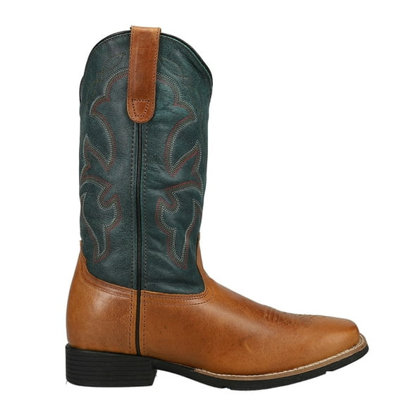 Roper Mens Monterey Embroidered Square Toe Pull On Cowboy Mid Calf Boots