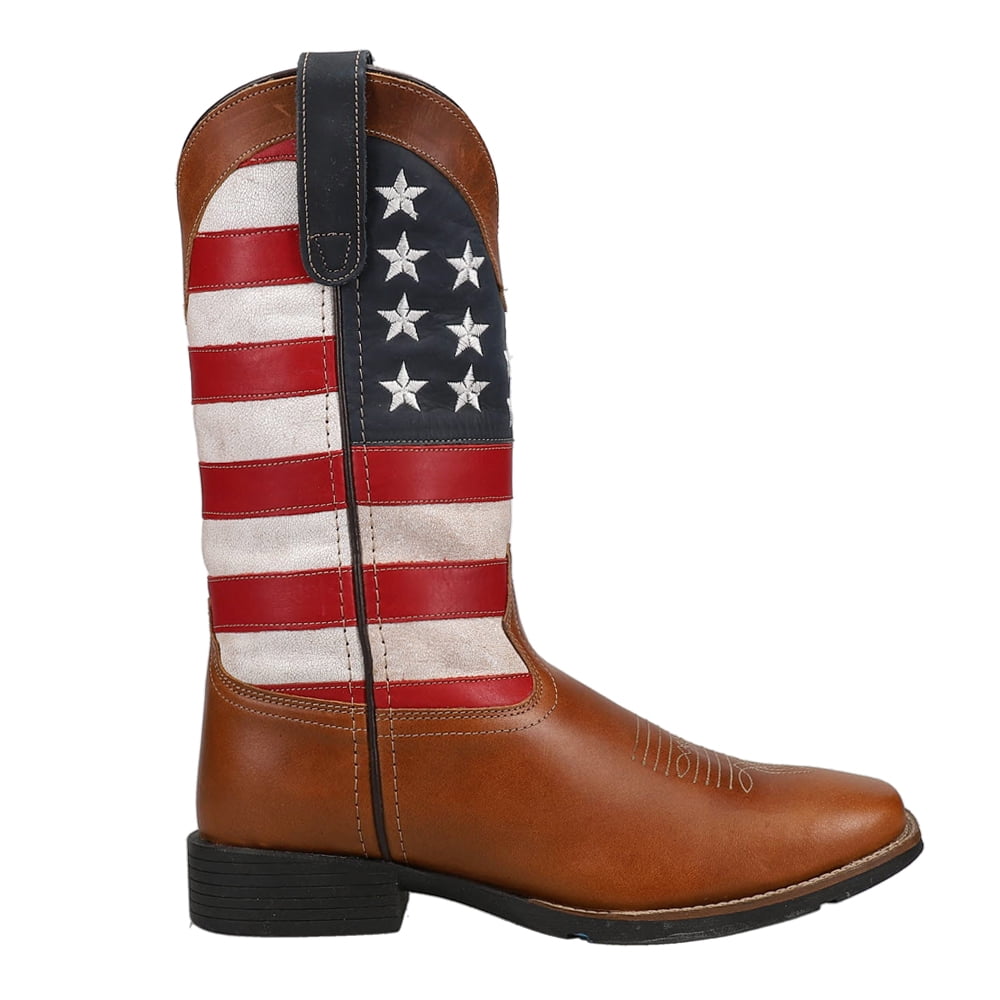 Roper Mens Patriotism Square Toe Cowboy Mid Calf Boots - Walmart.com