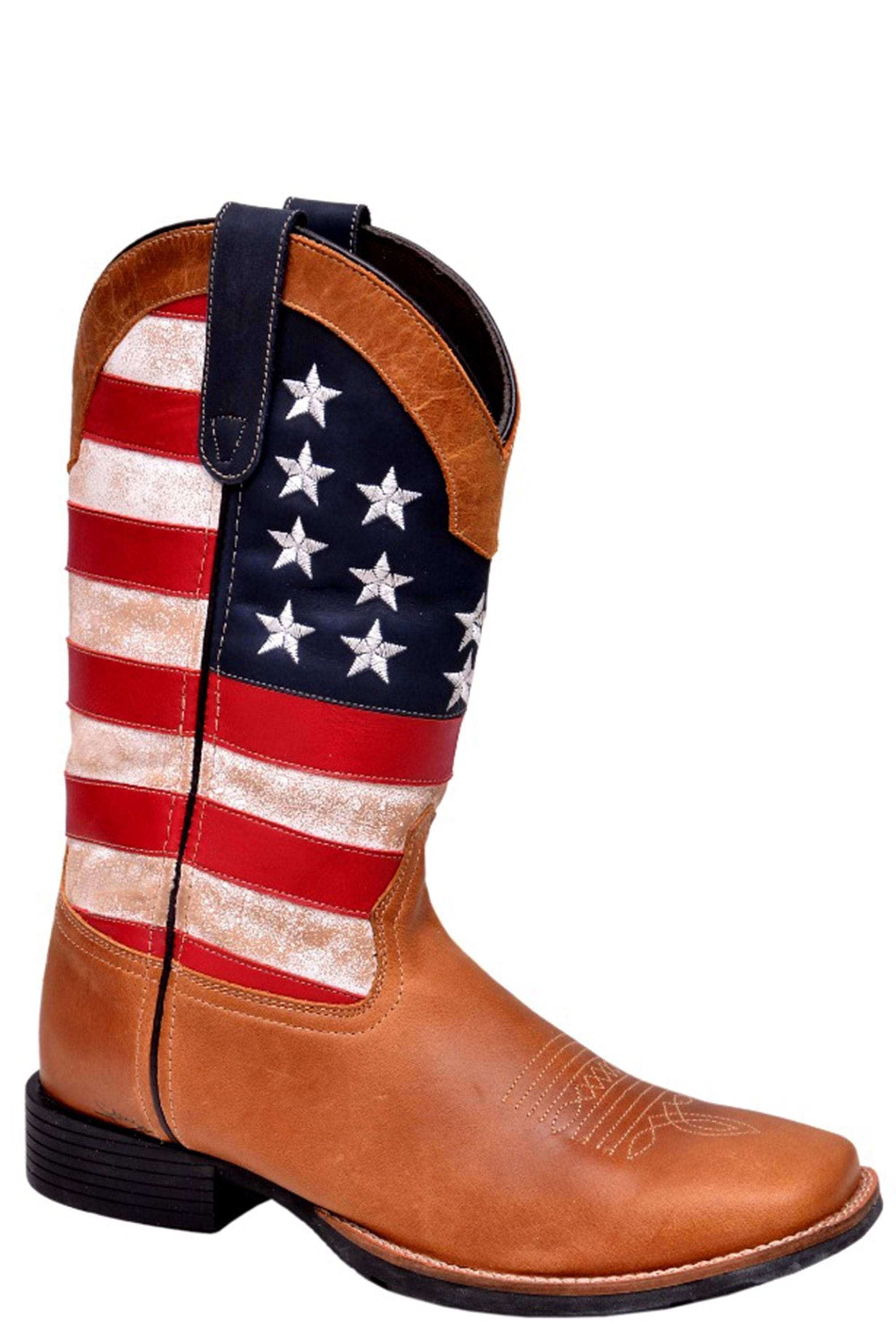 Roper Mens Patriotism Square Toe Cowboy Mid Calf Boots  display picture 3
