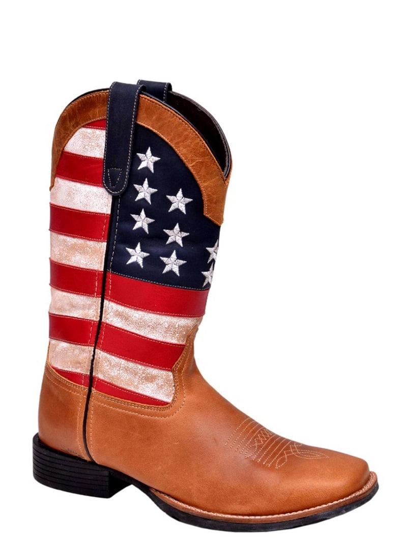 Roper Mens Patriotism Square Toe Cowboy Mid Calf Boots  display picture 2