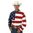 thumbnail image 1 of Roper Mens Red White And Blue Stars And Stripes Pieced American Flag Long Sleeve Western Snap Shirt, 1 of 1