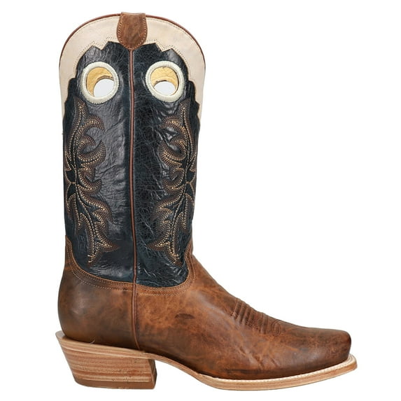 Roper Mens Ride Em Cutter Embroidered Square Toe Pull On Cowboy Mid Calf B