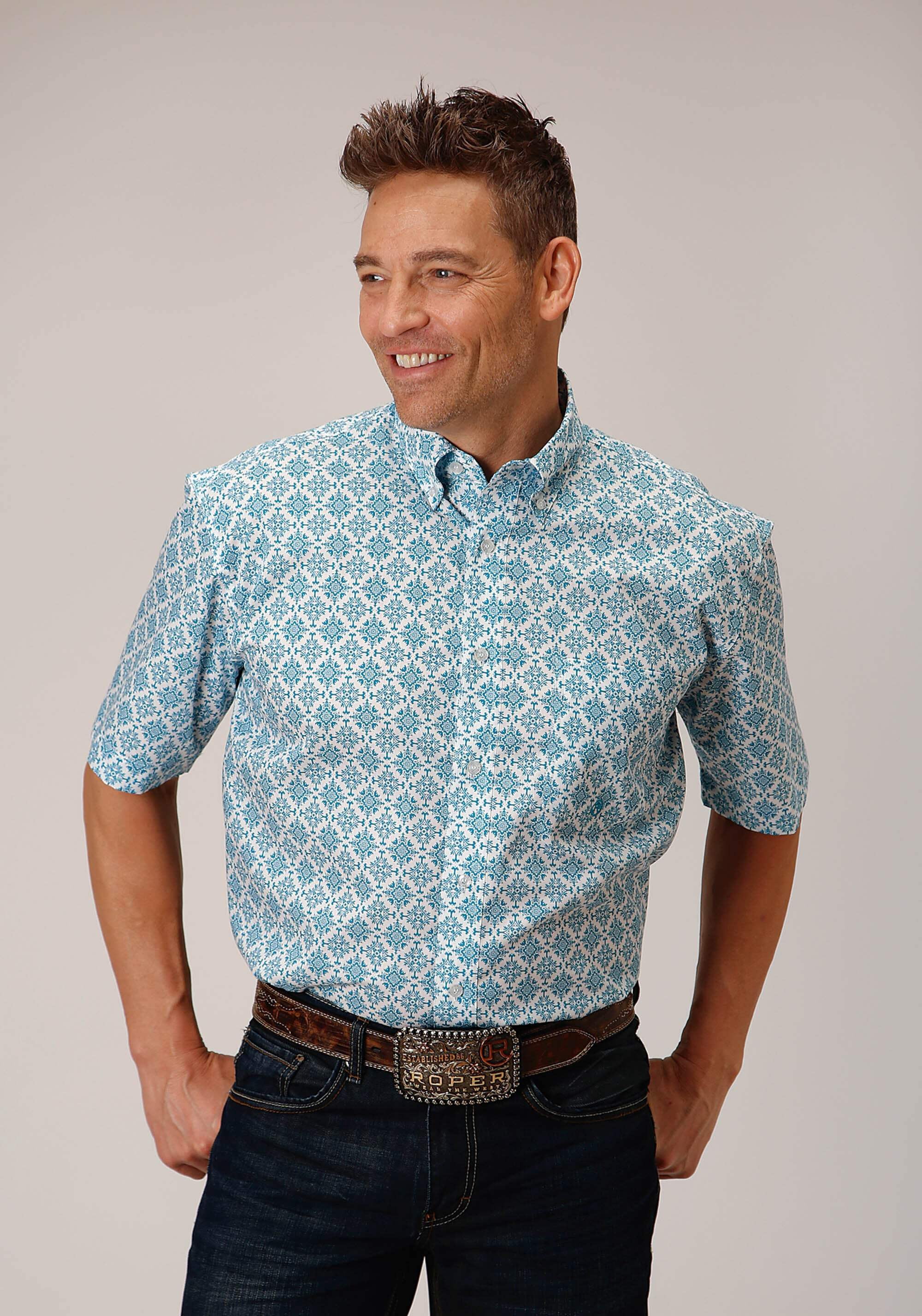 Roper 1663 Gothic Medallion (Blue) - Men's Western Shirt