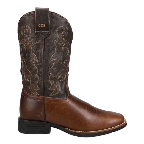 Roper Mens Trigger Embroidered Square Toe Pull On Cowboy Mid Calf Boots