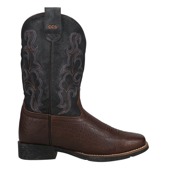 Roper Mens Trigger TooledInlay Square Toe Pull On Cowboy Mid Calf Boots