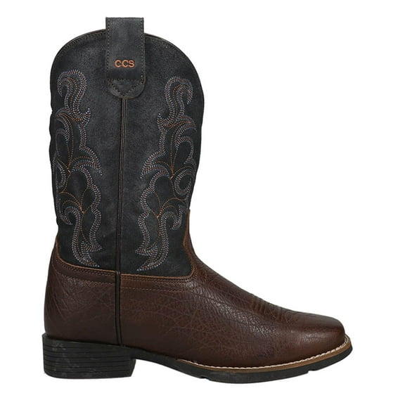Roper Mens Trigger TooledInlay Square Toe Pull On Cowboy  Mid Calf Boots