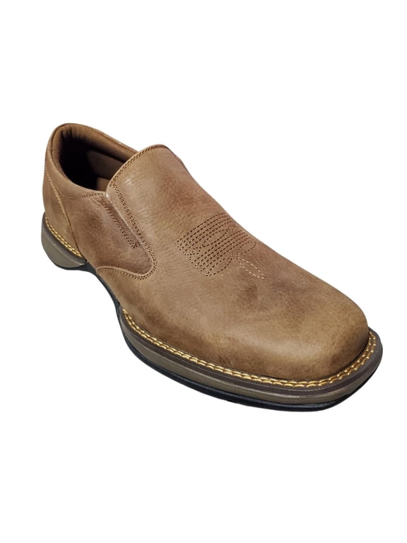 Mens Wilder Leather Slip On Square Toe Shoes, Vintage Tan (9.5 D)