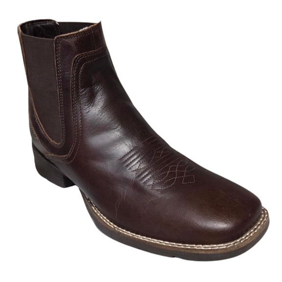 Roper Mens Wilder Sole Leather Slip On Chelsea Square Toe Shoes, Magnum Brown (9.5 D)