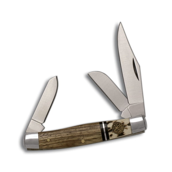 Roper Stockman Laredo Genuine Stag Wood Pocket Knife