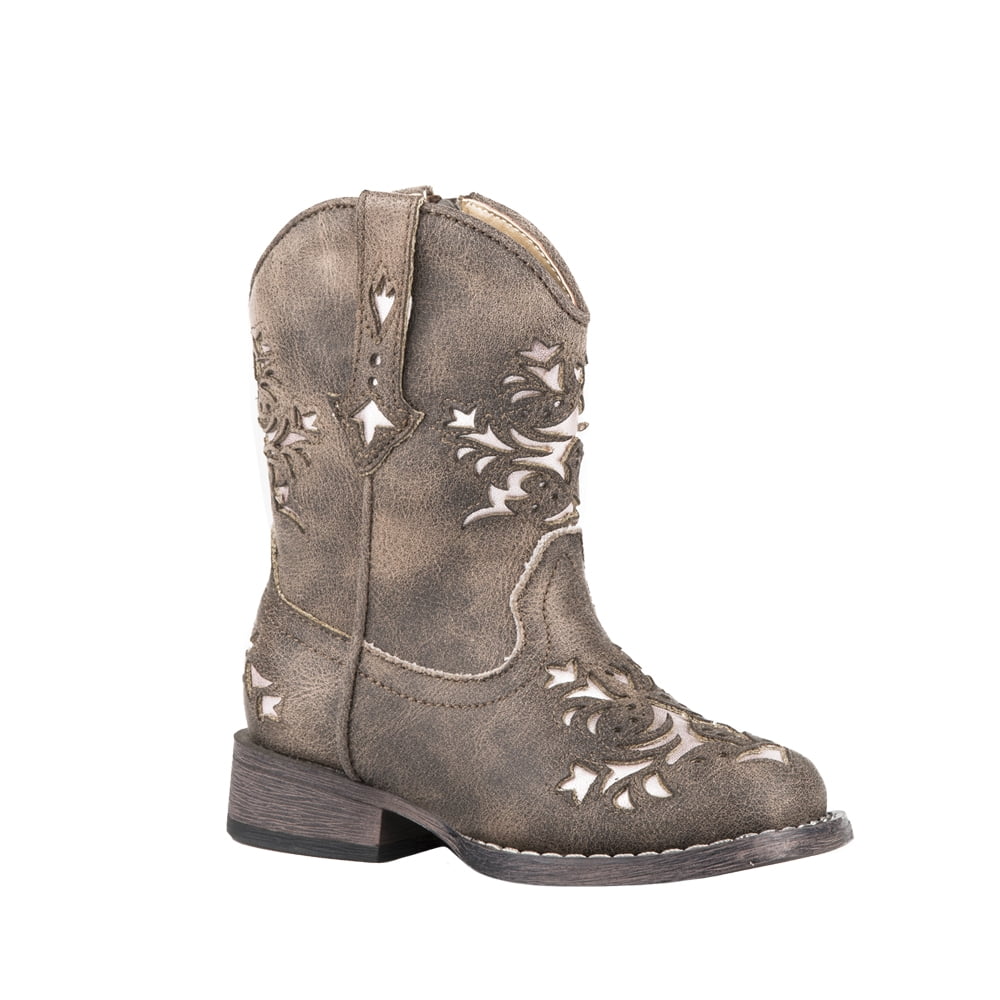 Roper Toddler Girls Lola Metallic Square Toe Casual Boots Mid Calf