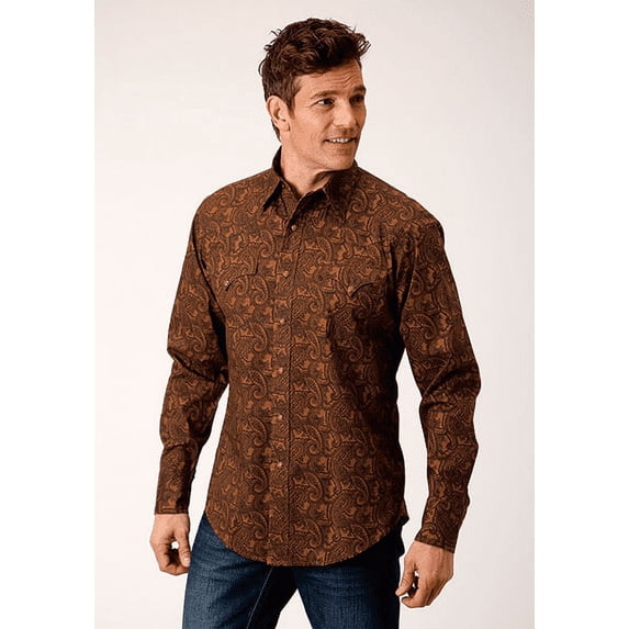 Roper Vintage Paisley Print Brown - Mens Shirt - 03-001-0064-0784Br
