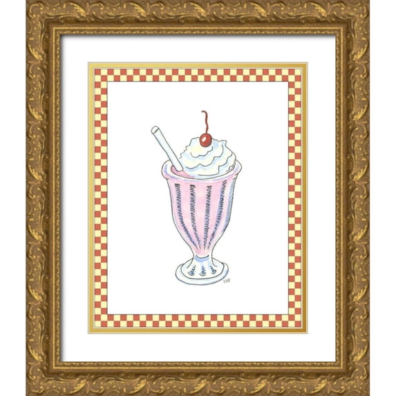 Roper, Virginia A. 12x14 Gold Ornate Wood Framed with Double Matting Museum Art Print Titled - Ice Cream Parlor II