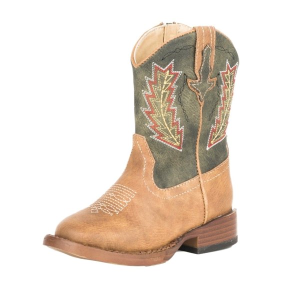 Roper Western Boots Boy Faux Leather Zipper Tan 09-017-1900-0077 TA