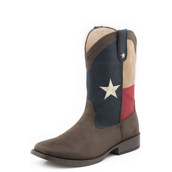 Roper Western Boots Boy Lone Star Texas Flag Brown 09-017-1902-3015 BR