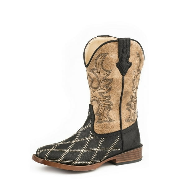 Roper Western Boots Boys Cross Cut Stitched Black 09-018-1900-2482 BL