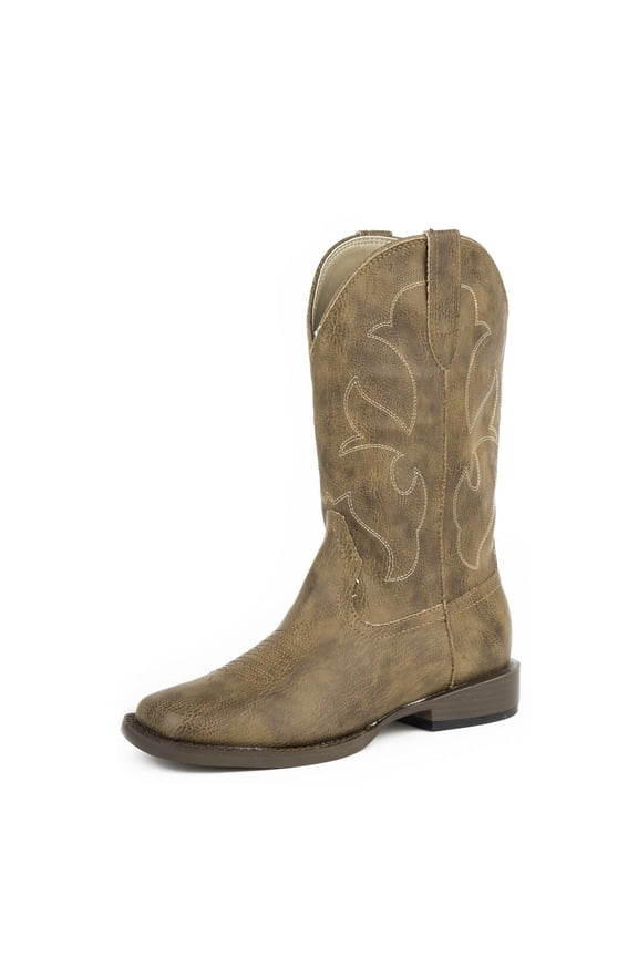 Western Boots Boys Faux Leather Sq Toe Tan 09-018-1900-1518 TA