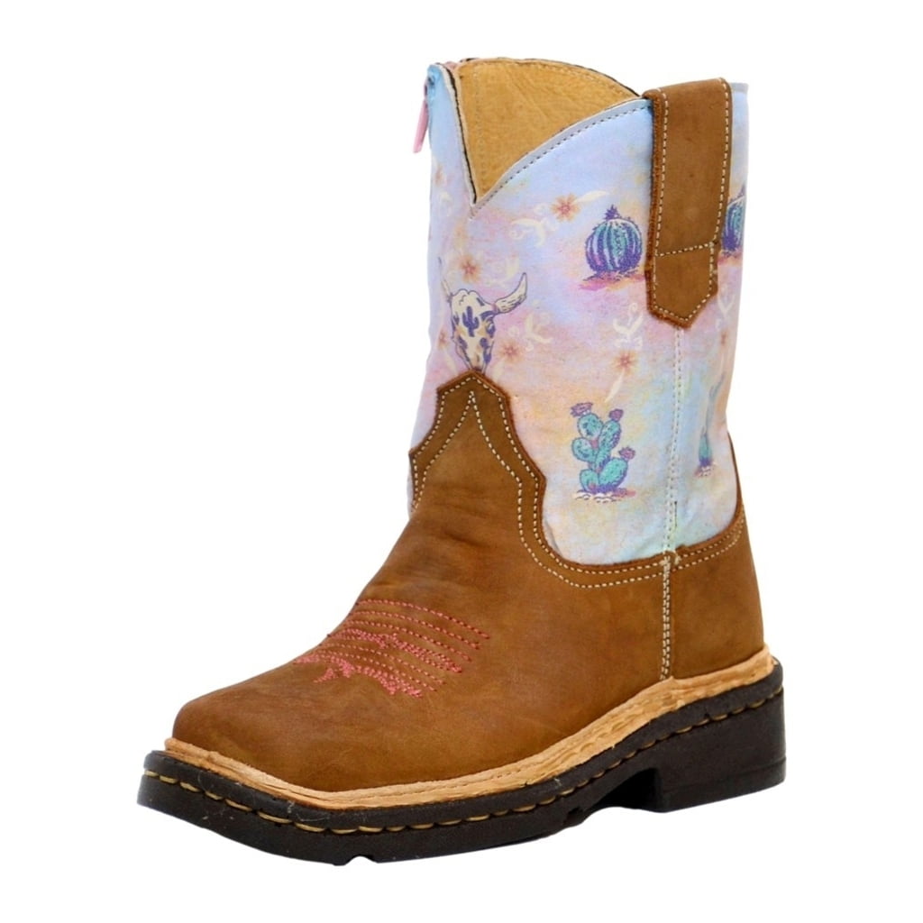 Old West Square Flower Embroider Child Boot Kids Girls Bsc1958