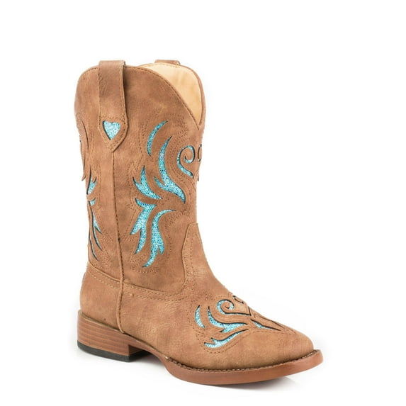Roper Western Boots Girls Glitter Breeze Tan 09-018-1901-1549 TA