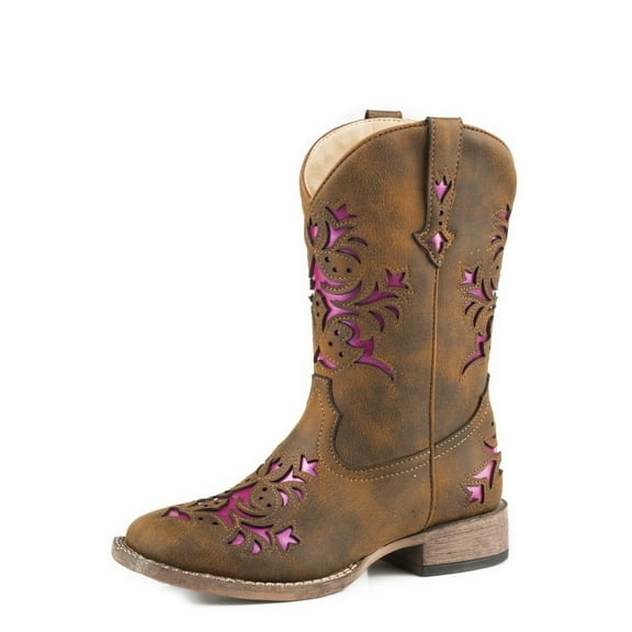 Roper Western Boots Girls Lola Pull On Brown 09-018-1903-2133 BR