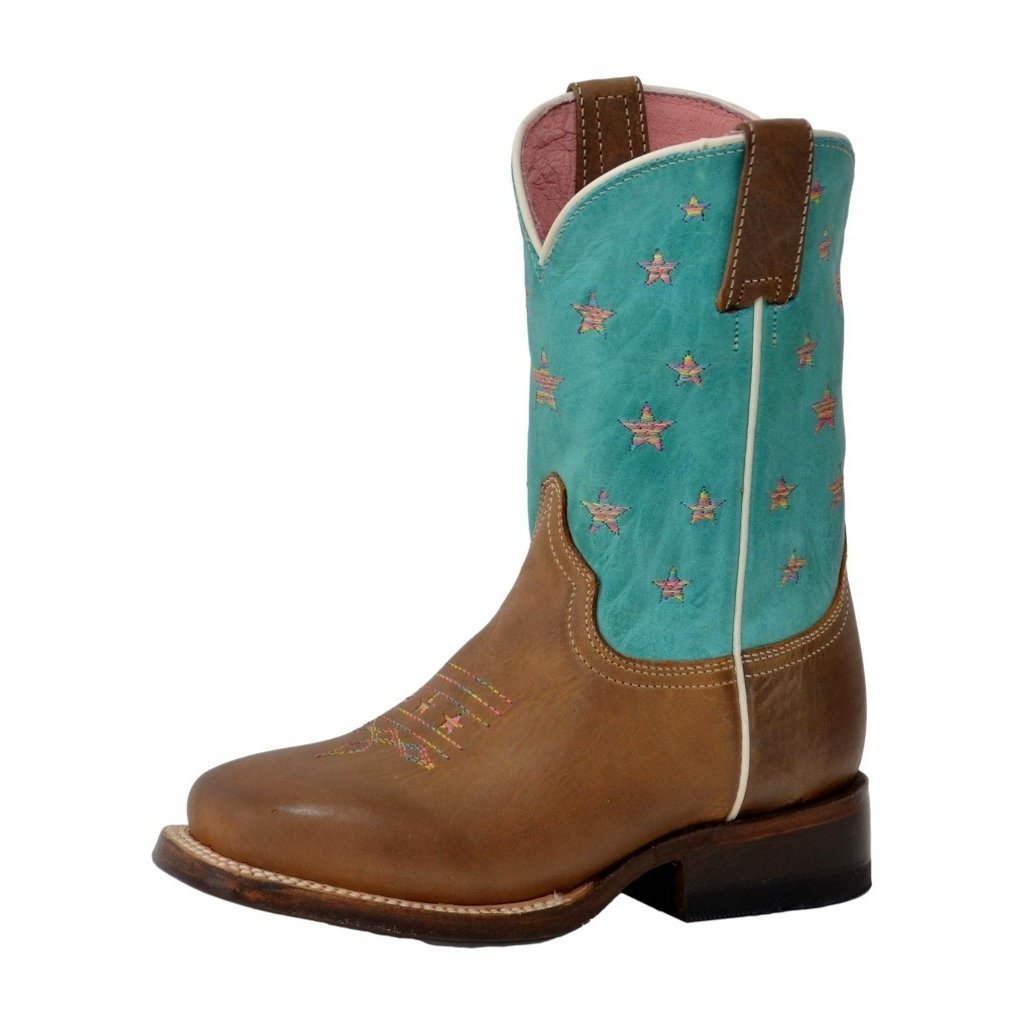 Roper Western Boots Girls Stars Square Brown 09-018-7022-8405 BR ...