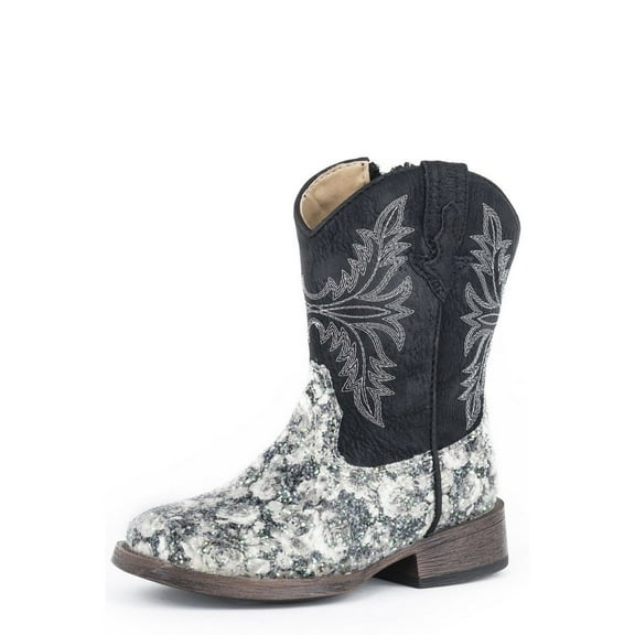 Roper Western Boots Girls Zipper Floral Black 09-017-1903-2135 BL