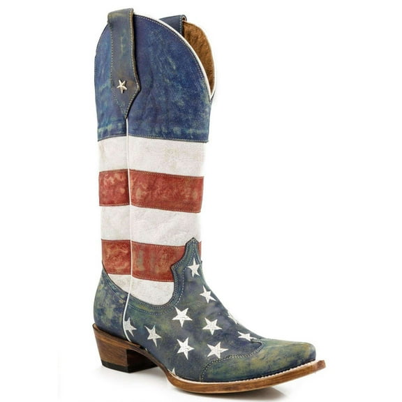 Roper Western Boots Womens American Flag Blue 09-021-7001-0206 RE