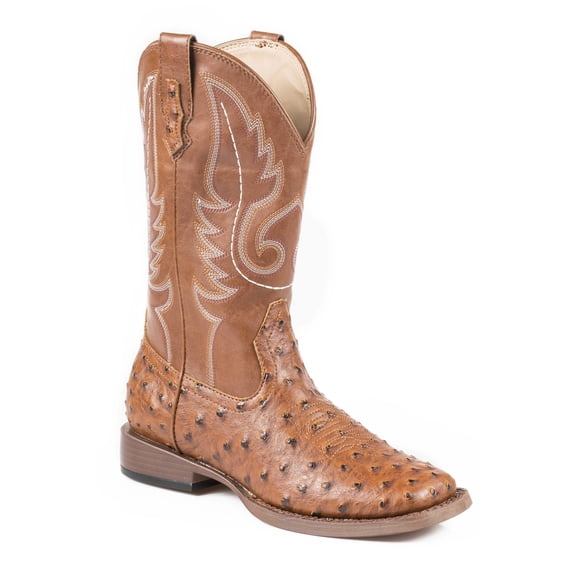 Roper Western Boots Womens Ostrich Square Toe Tan 09-021-1900-0807 TA