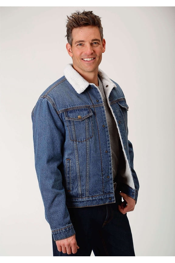 Western Jacket Men Denim Sherpa Snap XL Blue 03-097-0671-7005 BU