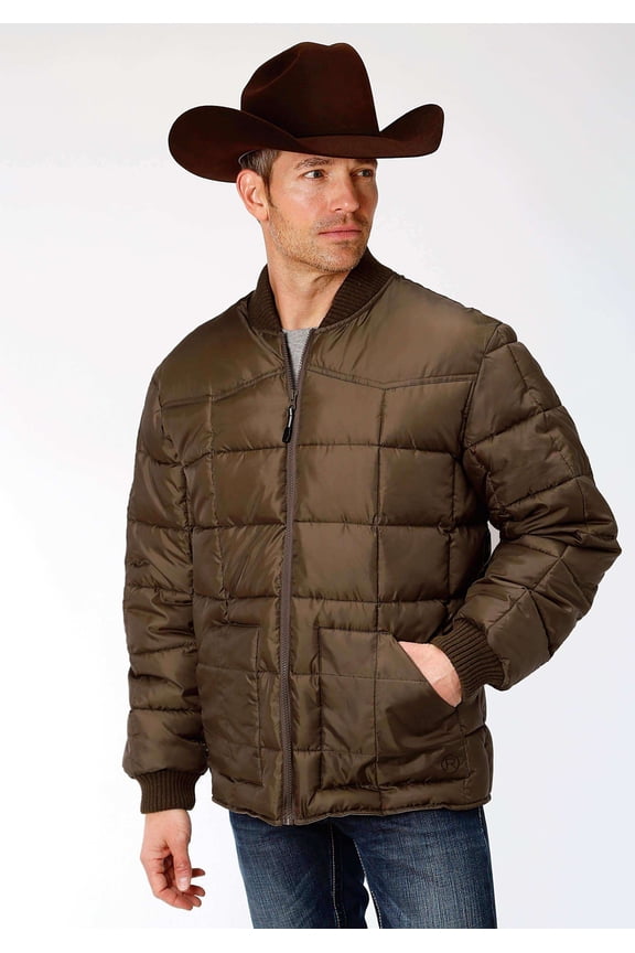 Western Jacket Mens Quilted Logo XL Brown 03-097-0761-0526 BR