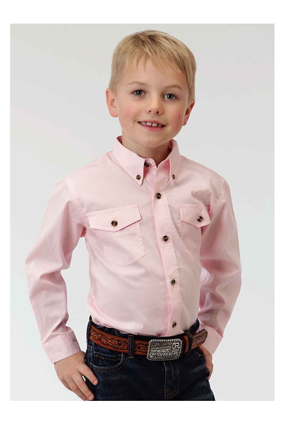 Western Shirt Boy L/S Extra Long Tail L Pink 03-030-0365-1066 PI