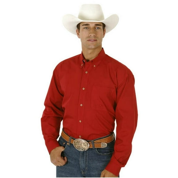 Roper Western Shirt Mens L/S Button Solid Red 03-001-0366-0022 RE