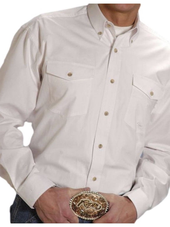 Western Shirt Mens L/S Button Solid White 03-001-0365-0025 WH