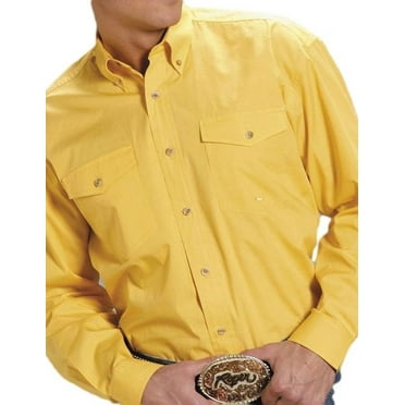 Roper Western Shirt Mens L/S Button Solid Yellow 03-001-0365-0030 YE