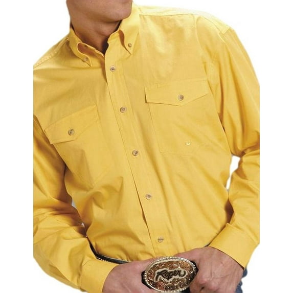 Roper Western Shirt Mens L/S Button Solid Yellow 03-001-0365-0030 YE
