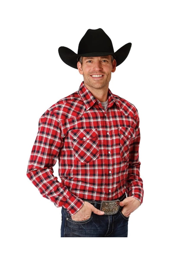 Western Shirt Mens L/S Plaid Snap 2XT Blue 03-001-0722-5685 BU
