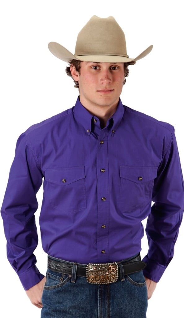 Roper Western Shirt Mens L S Solid Button Purple 03 001 0365 1067