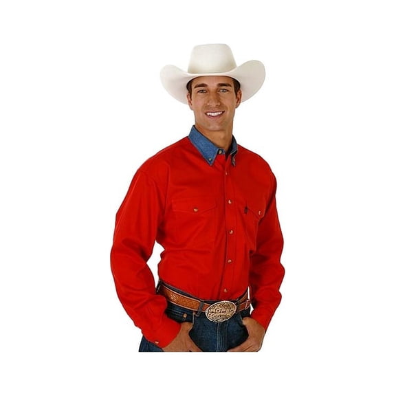 Roper Western Shirt Mens L/S Tall Solid Button Red 06-001-0812-0160 RE