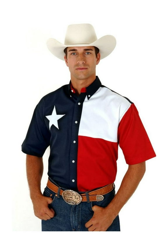 Western Shirt Mens S/S Button Texas Blue 03-002-0185-0201 NA