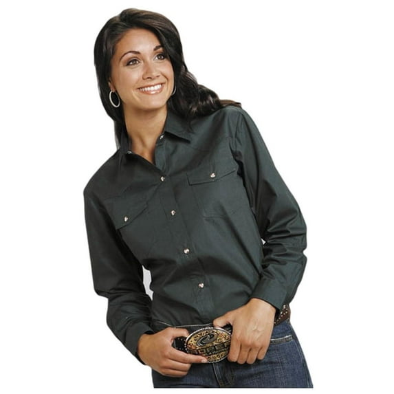 Roper Western Shirt Women L/S Snap Solid 2X Green 03-050-0265-1068 GR