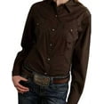 thumbnail image 1 of Roper Western Shirt Womens L/S Solid Brown 03-050-0265-1069 BR, 1 of 2
