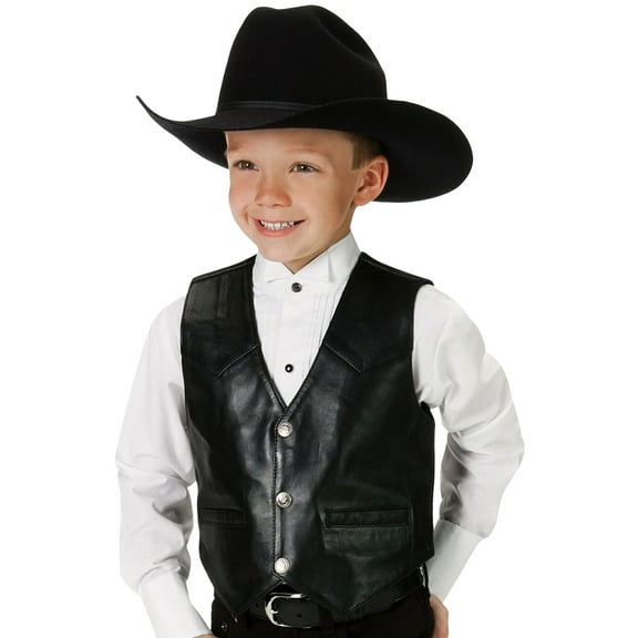 Roper Western Vest Boys Kids Leather Black 02-094-0520-0500 BL