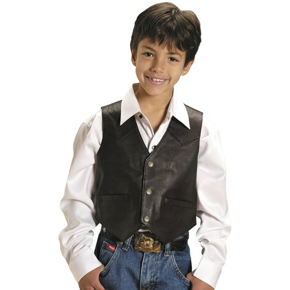 Roper Western Vest Boys Kids Leather Brown 02-094-0520-0501 BR