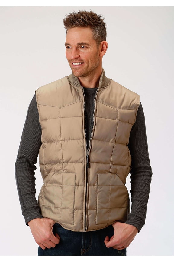 Mens Khaki Poly-Filled Vest