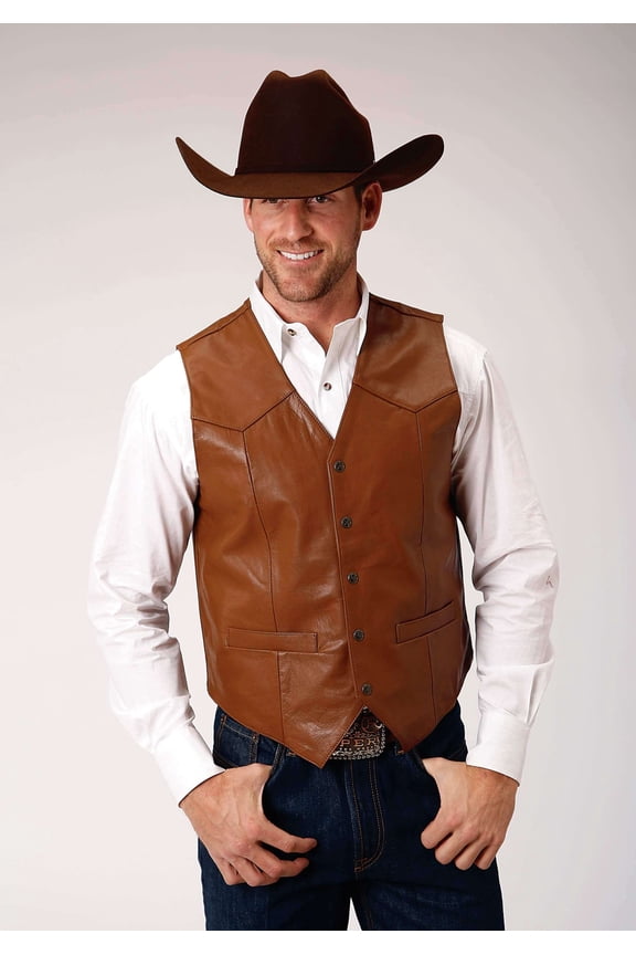 Western Vest Mens Leather Chocolate Brown 02-075-0510-0502 BR
