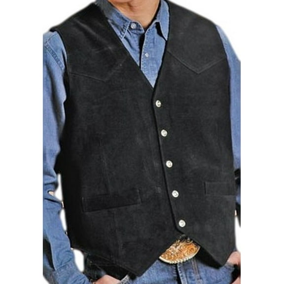 Roper Western Vest Mens Leather Snap Tall Black 02-075-0500-0809 BL