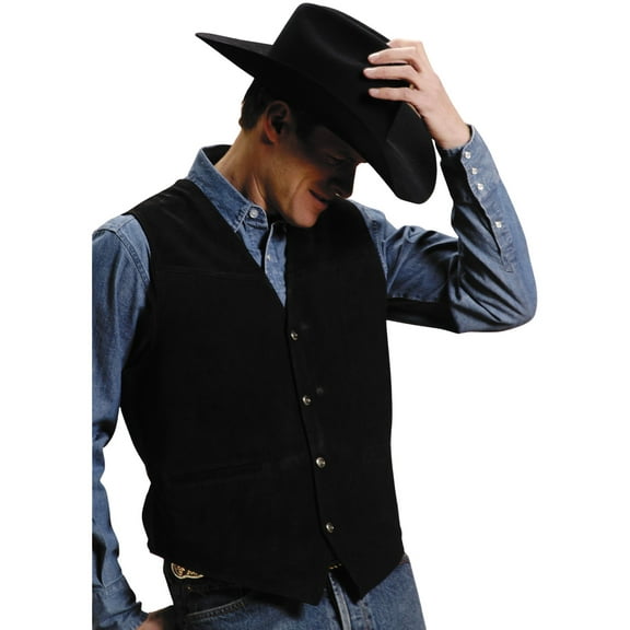 Roper Western Vest Mens Leather Vest Snap Black 02-075-0500-0512 BL