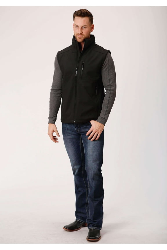 Western Vest Mens Soft Shell Zip Black 03-097-0782-6002 BL