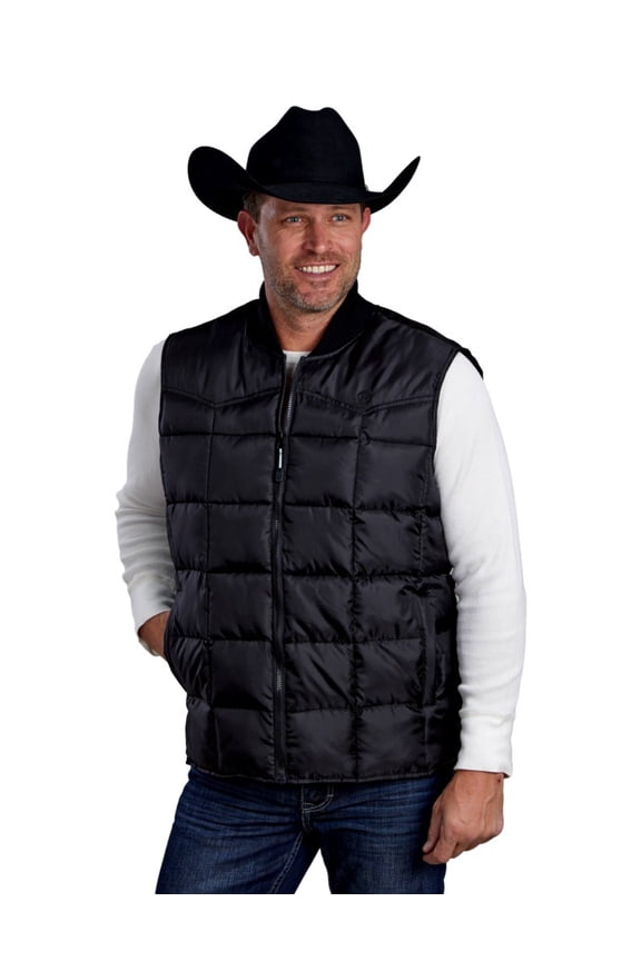 Western Vest Mens Zip Price Point XL Black 03-097-0763-0600 BL