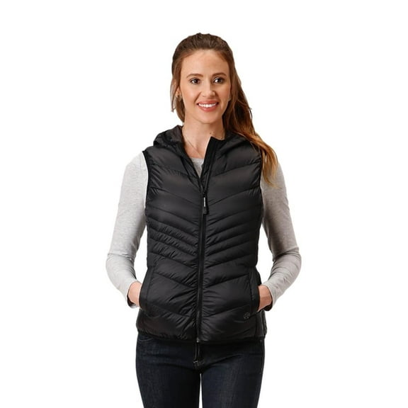 Roper Western Vest Womens Quilted Down L Black 03-098-0685-6129 BL